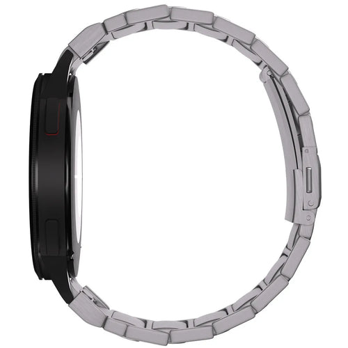 Titanium Strap 'One Push', silver, on a watch, 3/4 rear view