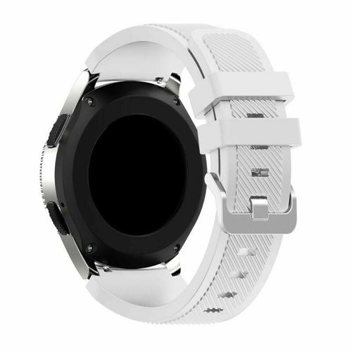 Twill Silicone Strap, white, on a watch, 3/4 rear view