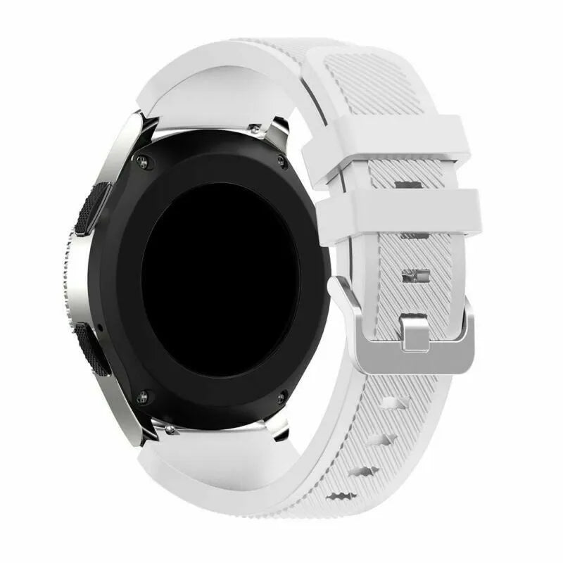 Twill Silicone Strap, white, on a watch, 3/4 rear view