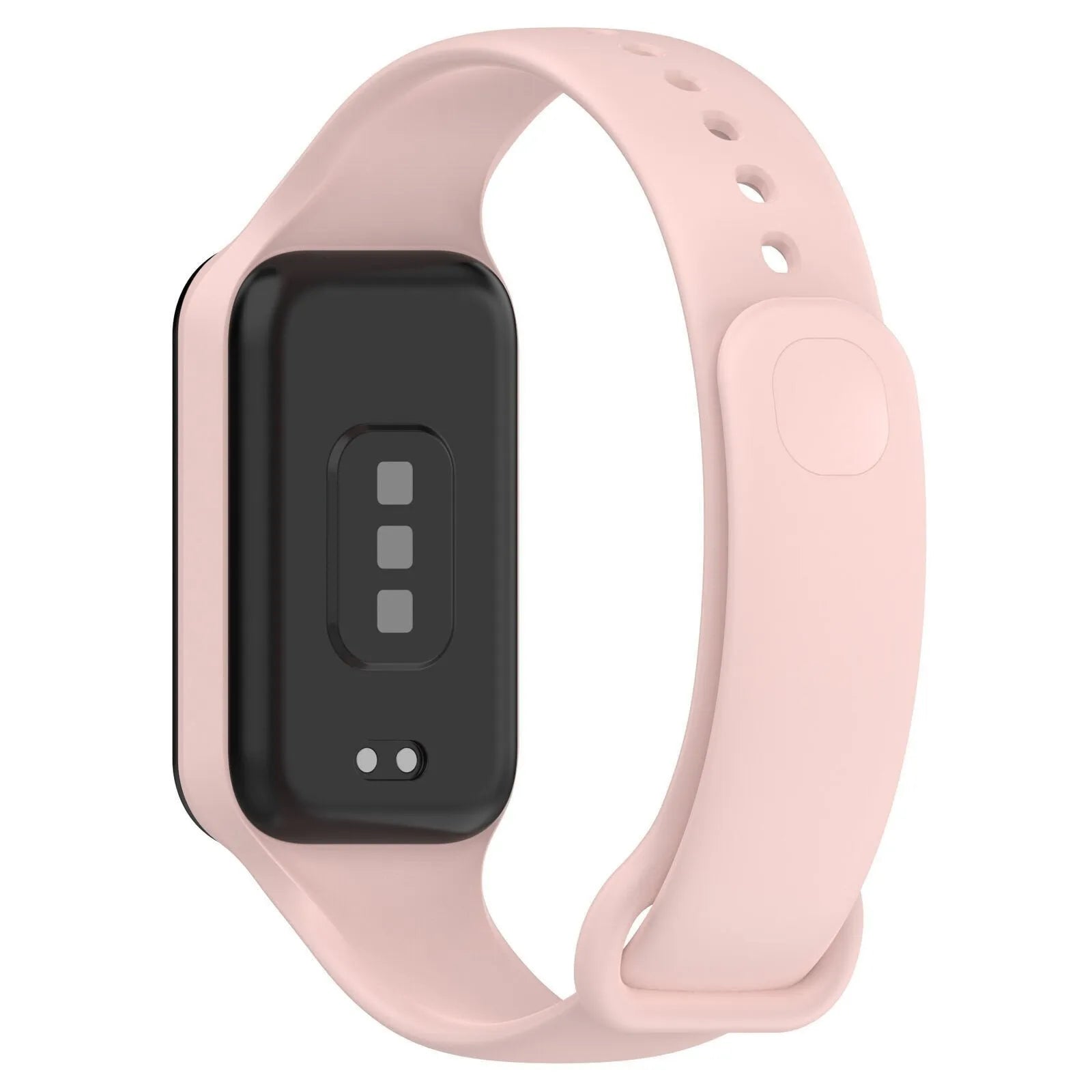 Silicone Strap, pink, on a watch, 3/4 rear view