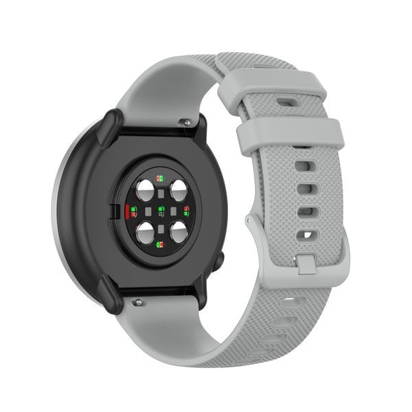 Premium Silicone Strap, grey, on a watch, 3/4 rear view