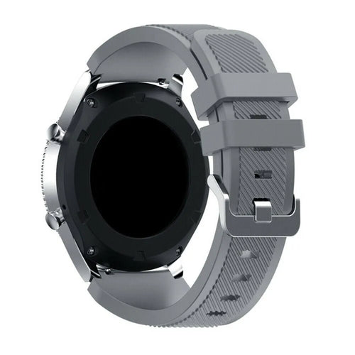 Twill Silicone Strap, grey, on a watch, 3/4 rear view