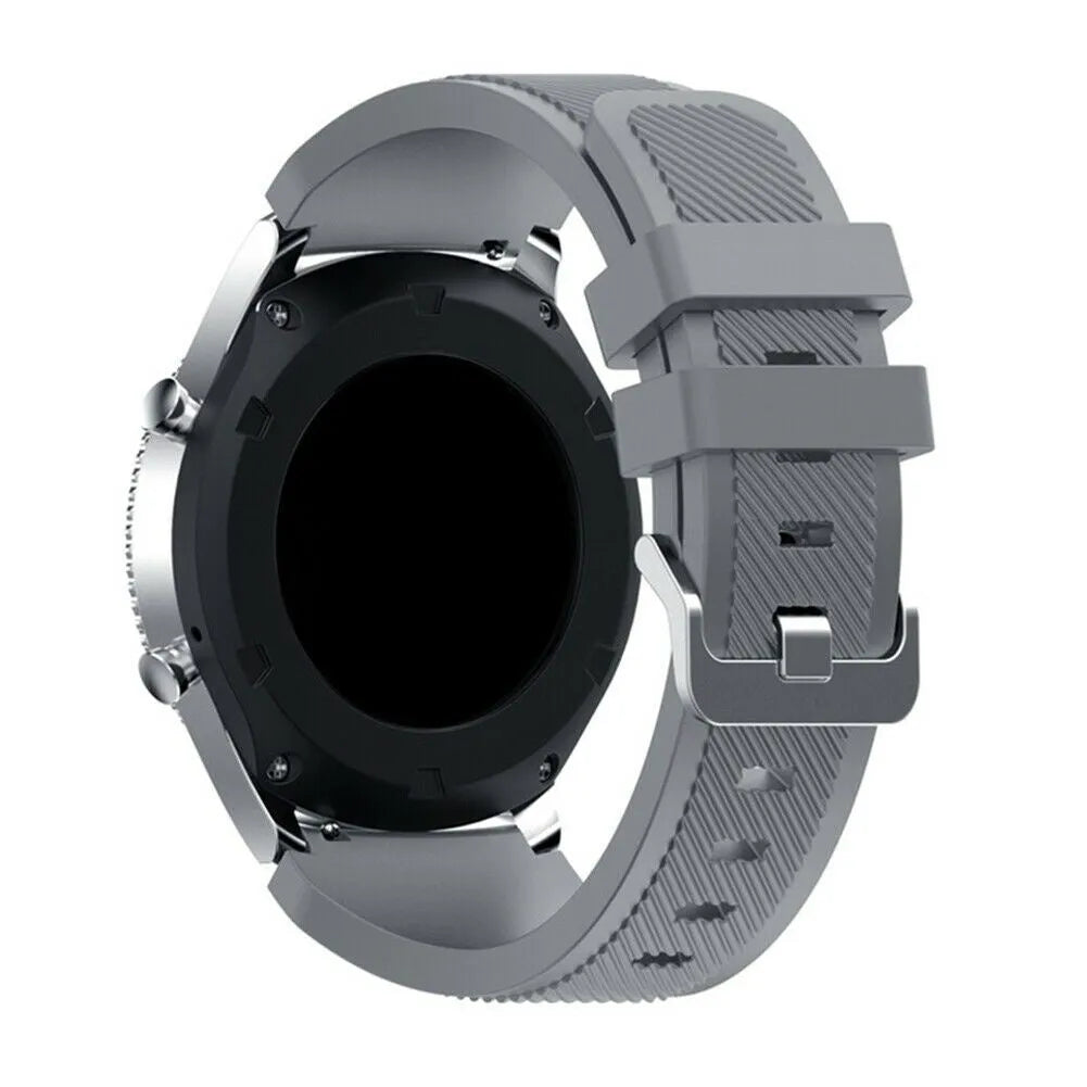 Twill Silicone Strap, grey, on a watch, 3/4 rear view