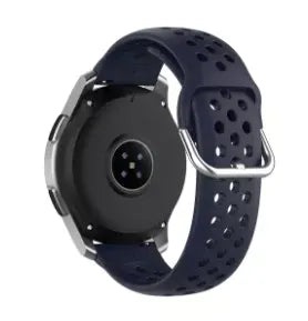 Breathable Silicone Strap, dark blue, on a watch, 3/4 rear view
