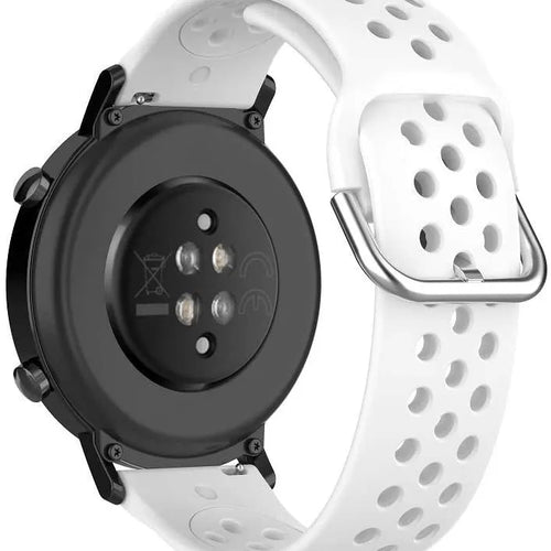 Breathable Silicone Strap, white, on a watch, 3/4 rear view