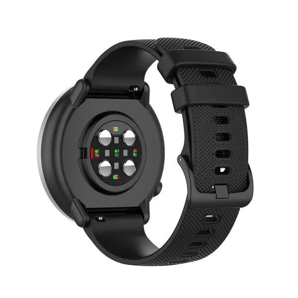 Premium Silicone Strap, black, on a watch, 3/4 rear view