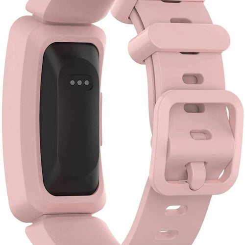 Silicone Strap, pink, on a watch, 3/4 rear view