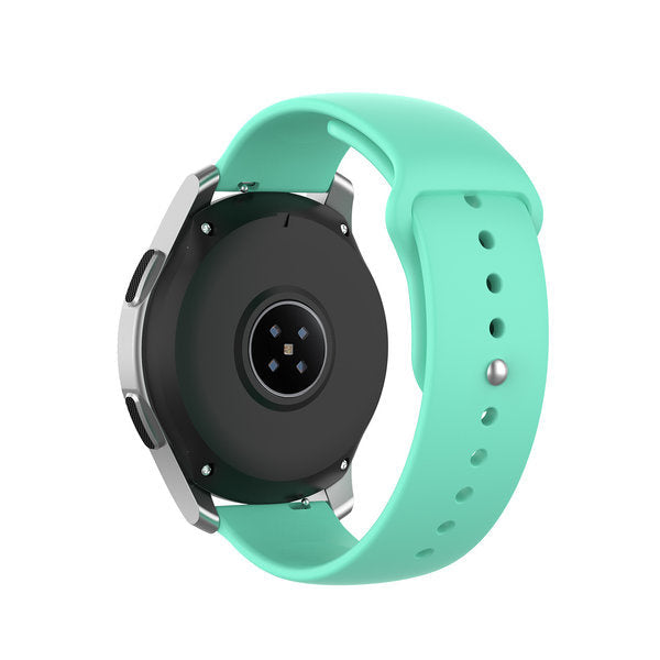 Silicone Sport Strap, aqua, on a watch, 3/4 rear view