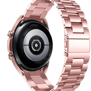 Steel Strap, pink, on a watch, 3/4 rear view