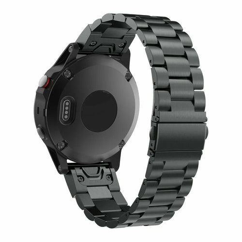 Steel Strap, black, on a watch, 3/4 rear view