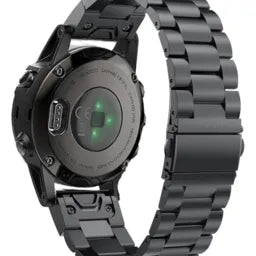 Steel Strap, black, on a watch, 3/4 rear view