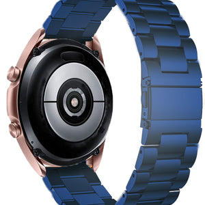 Steel Strap, blue, on a watch, 3/4 rear view
