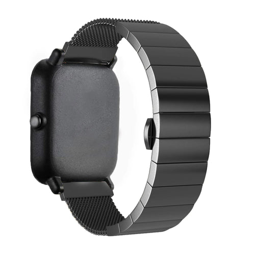 Milanese Steel Strap, black, on a watch, 3/4 rear view