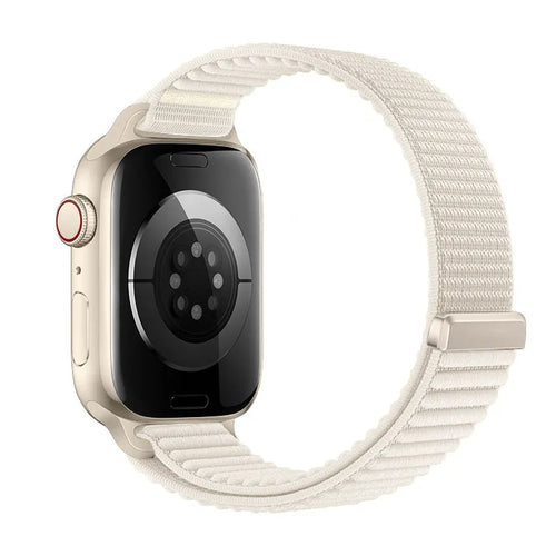 Wave Nylon Strap, starlight, on a watch, 3/4 rear view