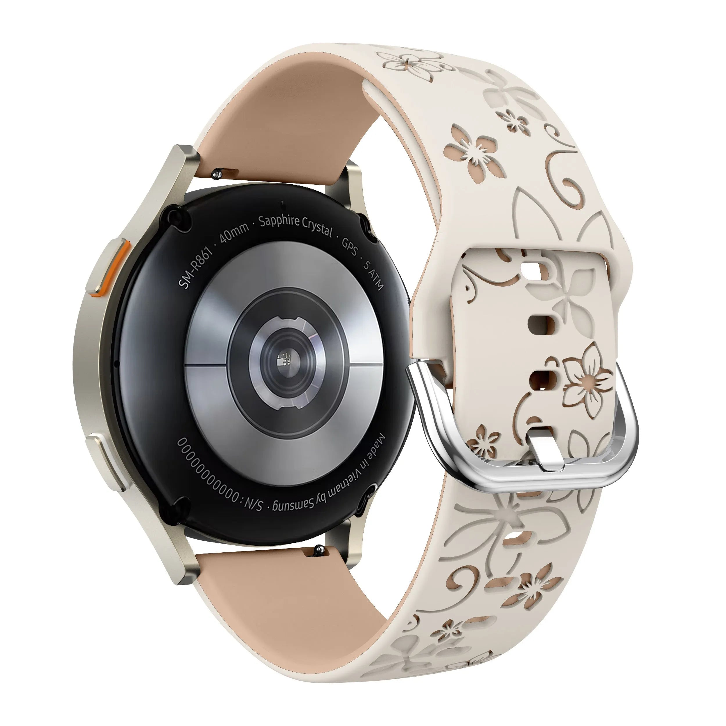 Bracelet silicone à fleurs OnePlus Watch 3 - 43mm (lumière stellaire/beige)