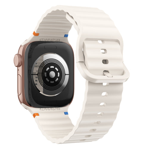 Bracelet silicone ondulé Apple Watch Ultra (lumière stellaire)