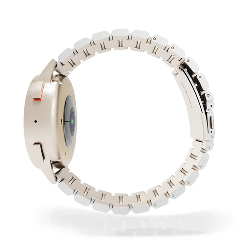Steel Strap, starlight, on a watch, 3/4 rear view