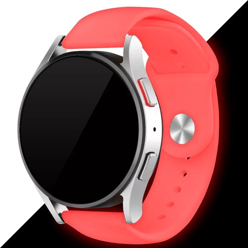 Silicone Glow in the Dark Strap, red, on a watch, 3/4 rear view