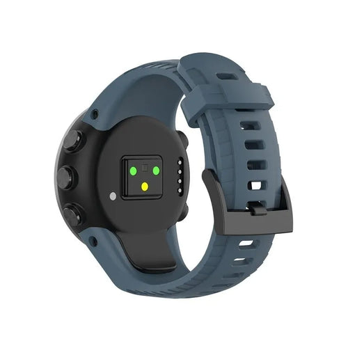Silicone Strap, grey-blue, on a watch, 3/4 rear view