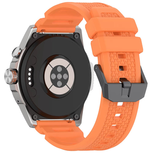 Silicone Strap, orange, on a watch, 3/4 rear view