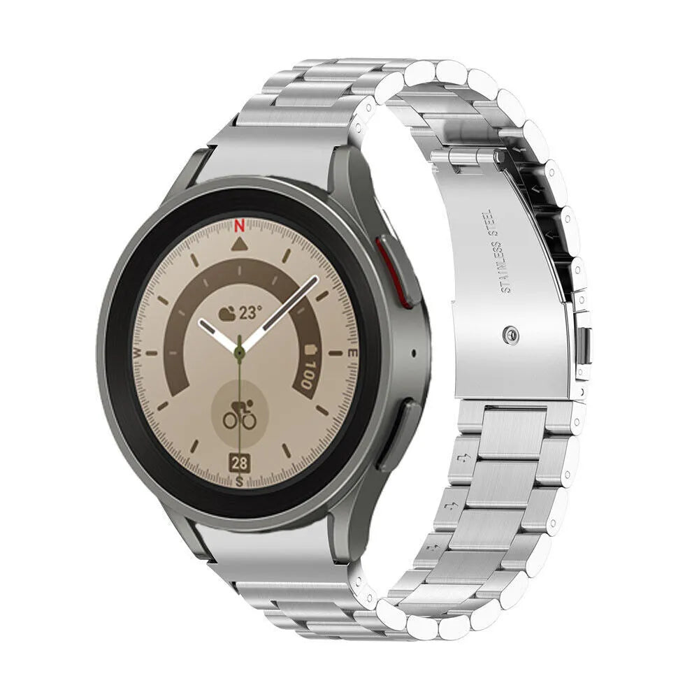 Titanium Strap, silver, on a watch, 3/4 rear view