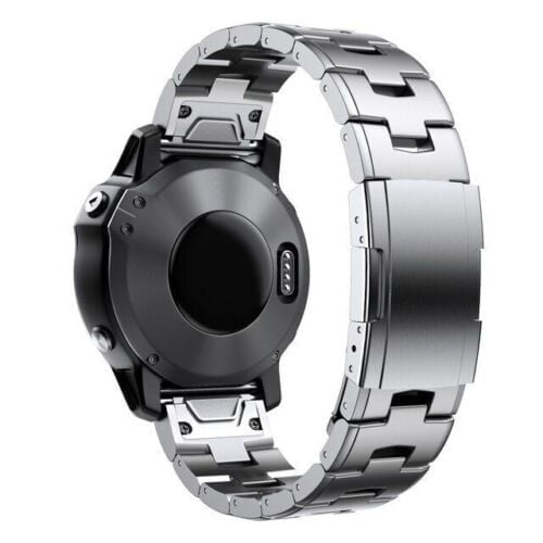 Titanium Strap, silver, on a watch, 3/4 rear view
