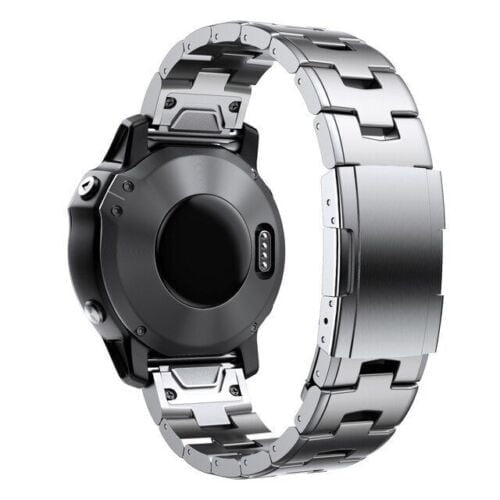 Titanium Strap, silver, on a watch, 3/4 rear view