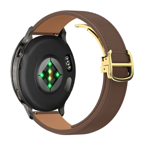 Bandz Actyve Smartwatch 20mm Leather Strap 'D-Type' (Dark Brown)