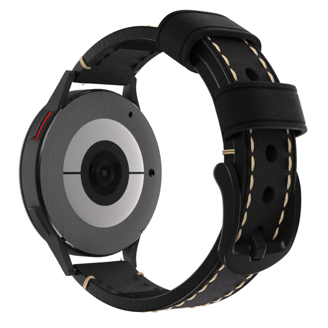 Bracelet cuir authentique Huawei Watch 5 - 42mm (noir)