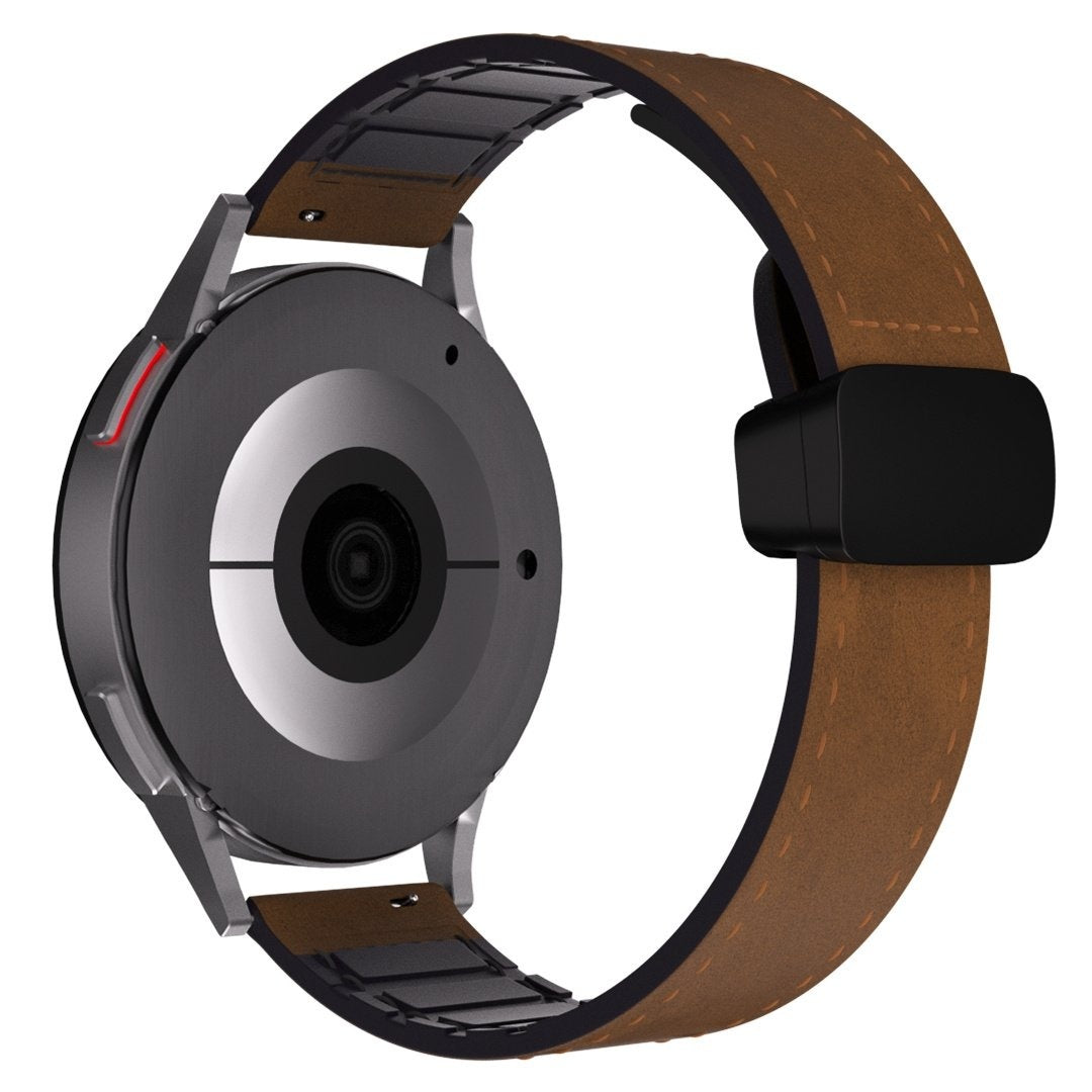 Bracelet cuir avec D-Buckle Amazfit Bip 6 (marron foncé)