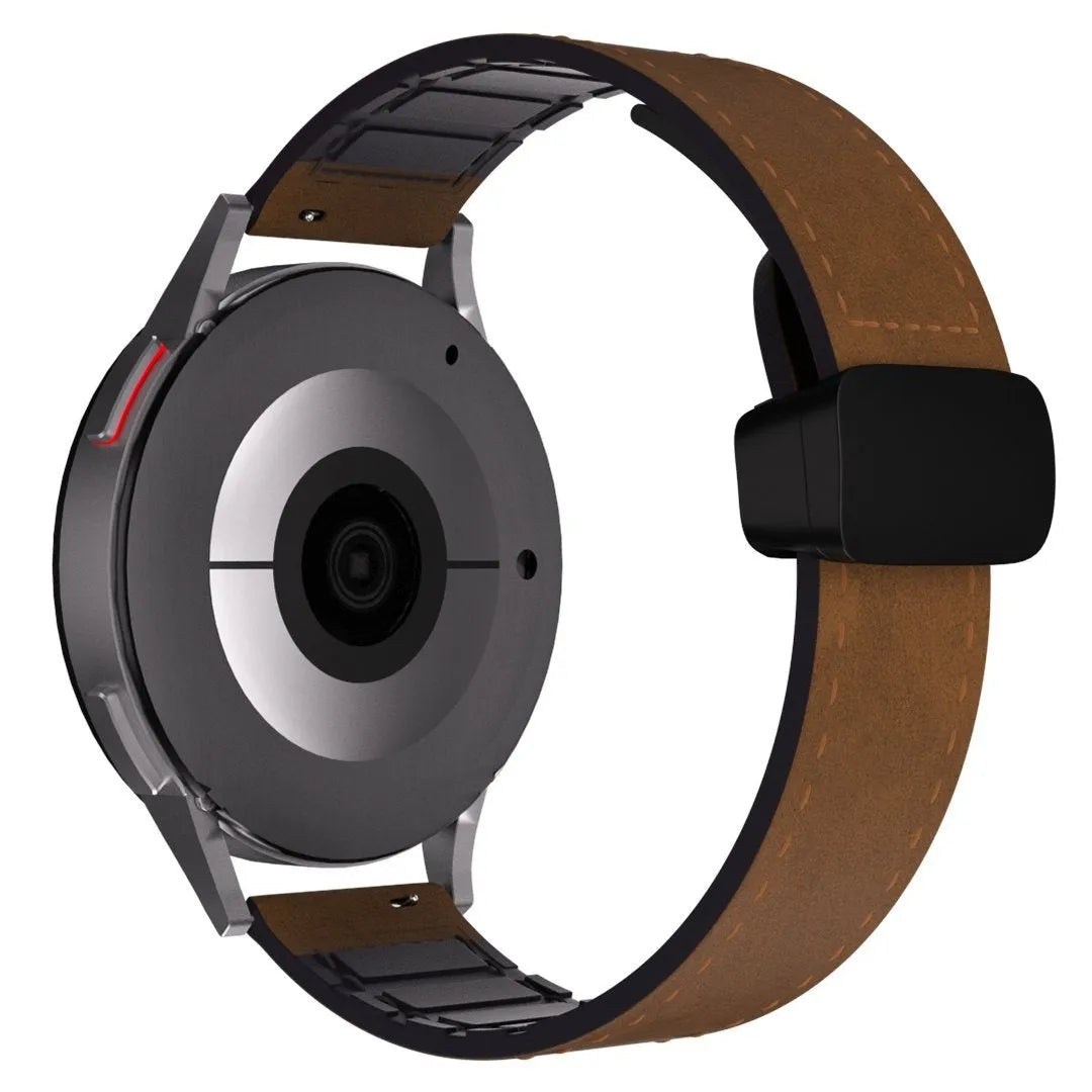 Bracelet cuir avec D-Buckle Amazfit Bip 6 (marron foncé)