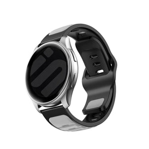 Outdoor Duo Silicone Strap, grey/black, on a watch, 3/4 rear view