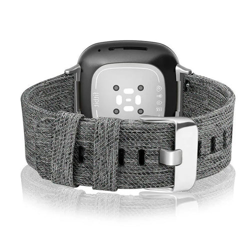 Nylon Canvas Strap, grey, on a watch, 3/4 rear view