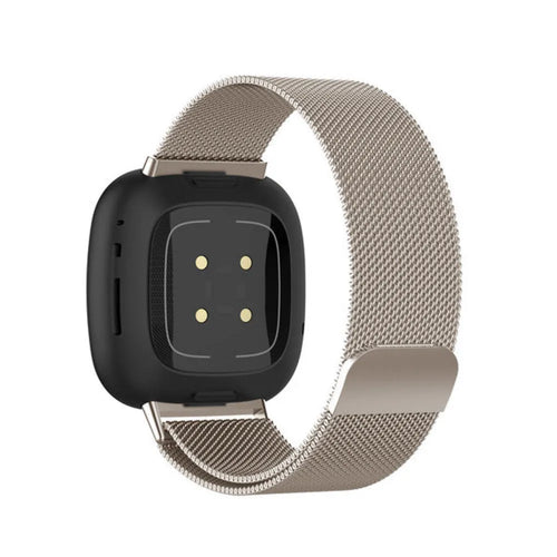 Milanese Strap, starlight, on a watch, 3/4 rear view