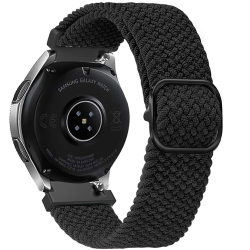 Nylon Adjustable Braided Strap, black, on a watch, 3/4 rear view