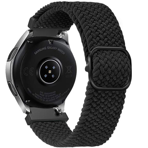 Nylon Adjustable Braided Strap, black, on a watch, 3/4 rear view