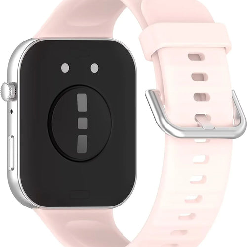 Silicone Strap, light pink, on a watch, 3/4 rear view