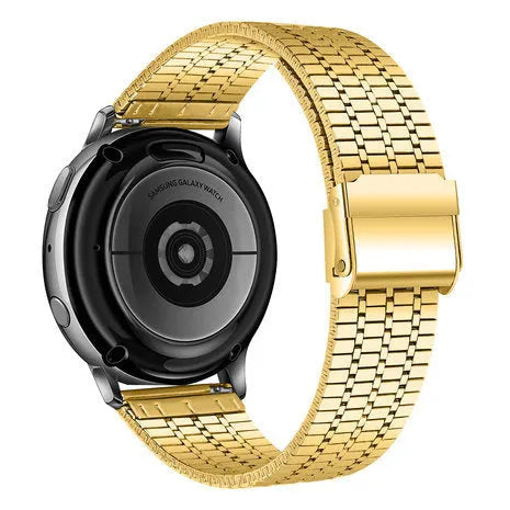 Fine Steel Strap, gold, on a watch, 3/4 rear view