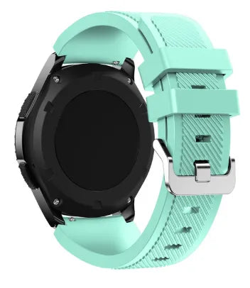 Twill Silicone Strap, aqua, on a watch, 3/4 rear view
