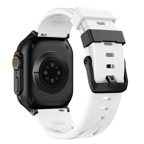 Bracelet silicone race Apple Watch (blanc)