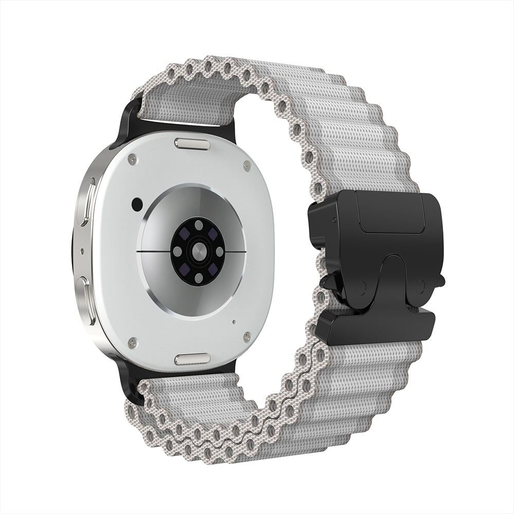 Samsung Galaxy Watch 9 - 44mm Outdoor Nylon Strap with P-Buckle (White with Black)