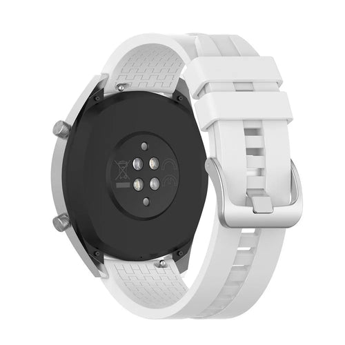 Silicone Strap 'Extreme', white, on a watch, 3/4 rear view