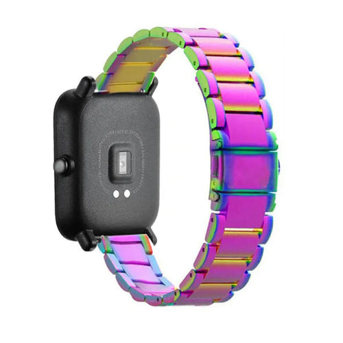 Steel Strap, pearlescent, on a watch, 3/4 rear view