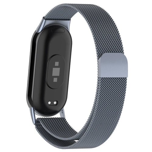 Milanese Strap, space grey, on a watch, 3/4 rear view