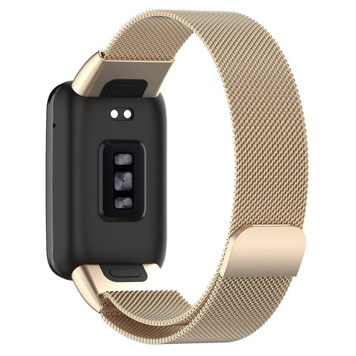 Milanese Strap, champagne, on a watch, 3/4 rear view