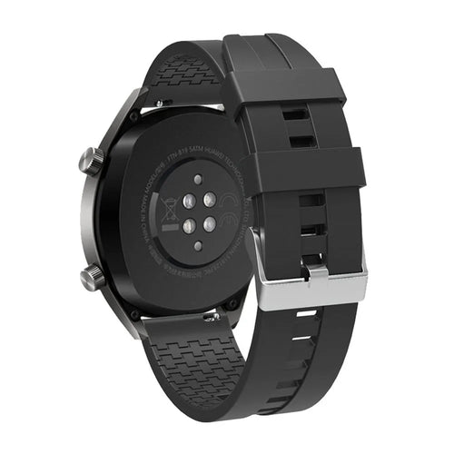 Silicone Strap 'Extreme', black, on a watch, 3/4 rear view