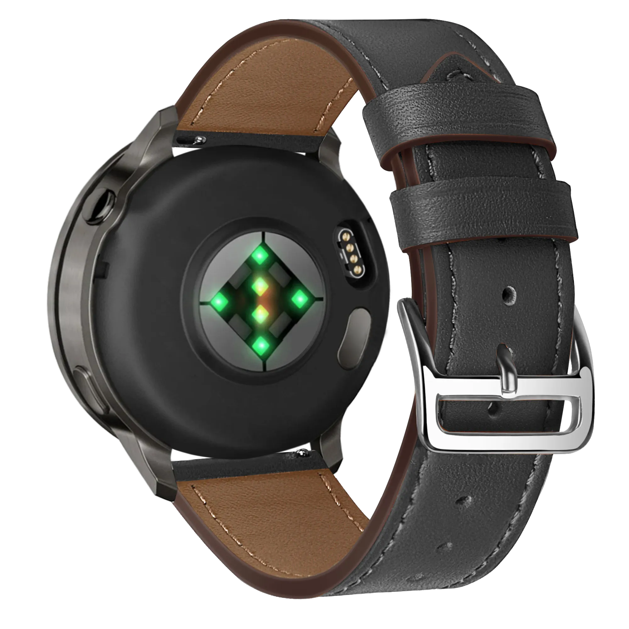 Bandz Bracelet cuir 'Deluxe' Garmin Vivoactive 4 (noir)