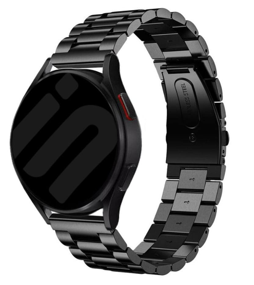 Steel Strap, black, on a watch, 3/4 rear view