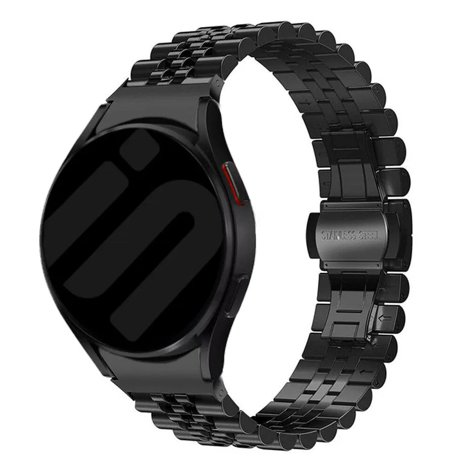 Jubilee Steel Strap, black, on a watch, 3/4 rear view