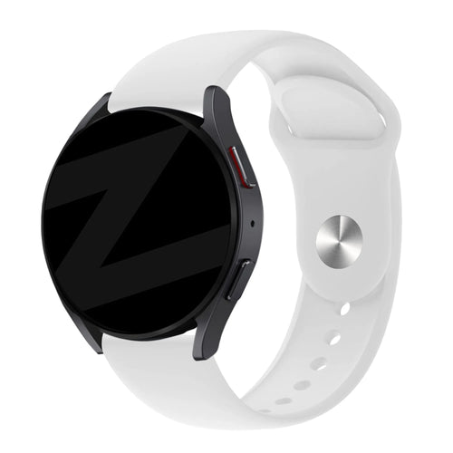 Silicone Sport Strap 'Deluxe', white, on a watch, direct front view